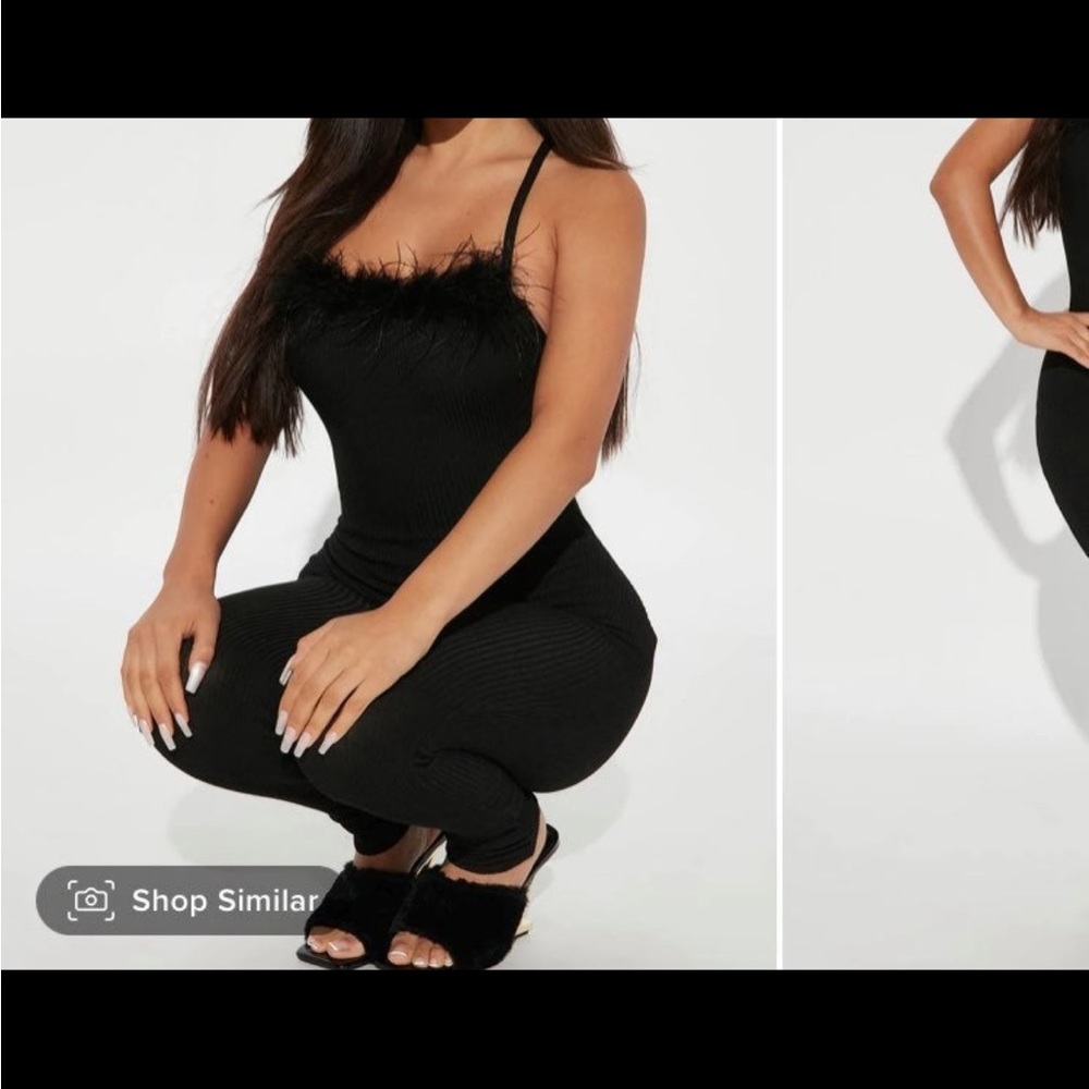Black Fur Jump Suit